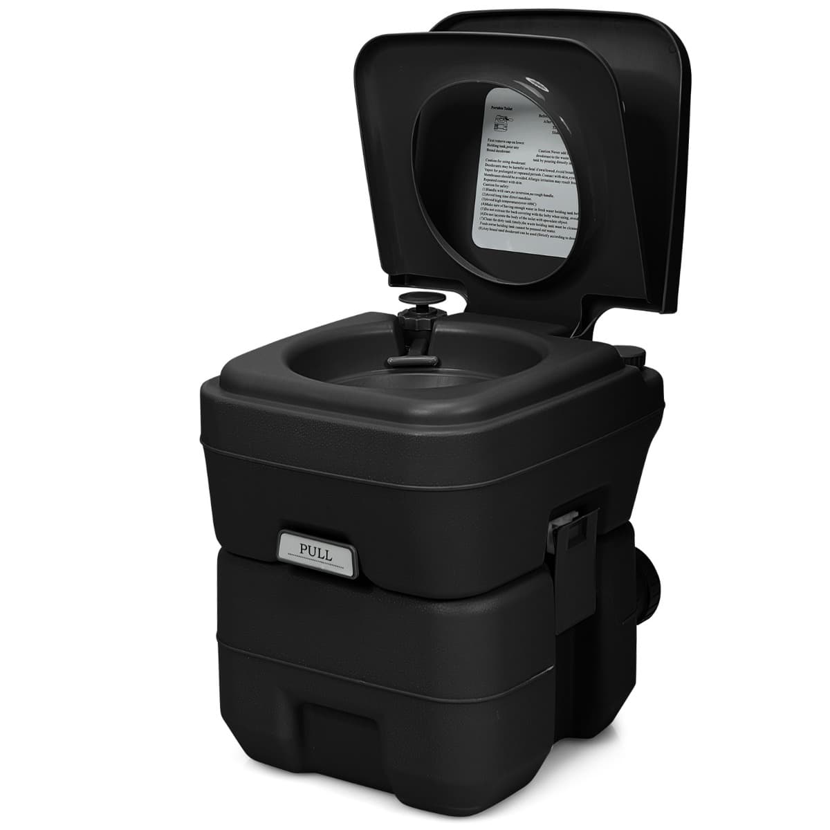 CostwayWC Chimique Portable 20L Toilette Chimique Portatif Réservoir d'eau 10L pour Camping Plein Air 36x35x42cm Noir