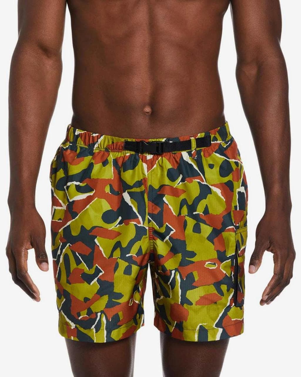 Maillot de bain Nike Swim Volley Abstract 5" vert orange foncé gris foncé - S